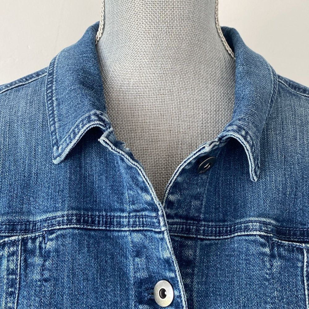 J. Jill Blue Cotton Denim Jacket 2X Preppy Boho Western Versatile Coastal - Picture 4 of 16